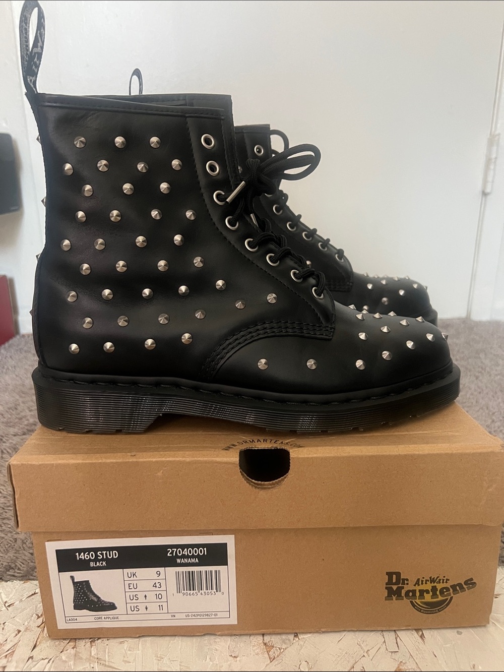 Dr. Martens Black Studded Lace-Up Combat Boots